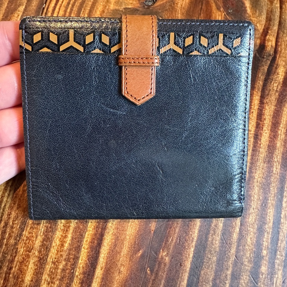 Yves Saint Laurent Black and Brown Leather Wallet